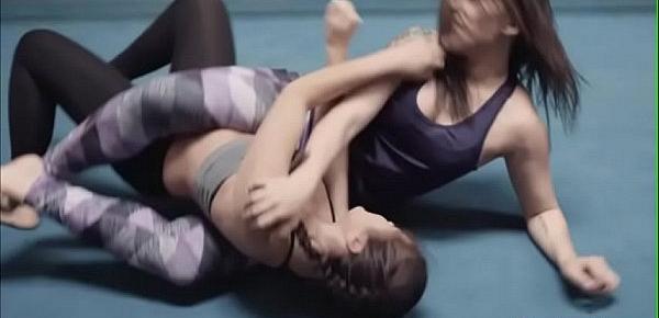  Two Horny Babes have sex on the boxing ring